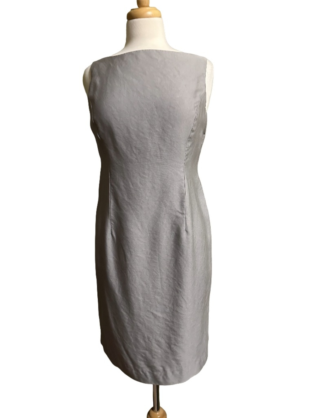 Ann Taylor Loft Silver Gray 100% Silk Sheath Dress Classic Minimalist Size 8